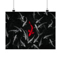The Red Koi - Red And Black Wall Art | Matte Poster (Landscape)