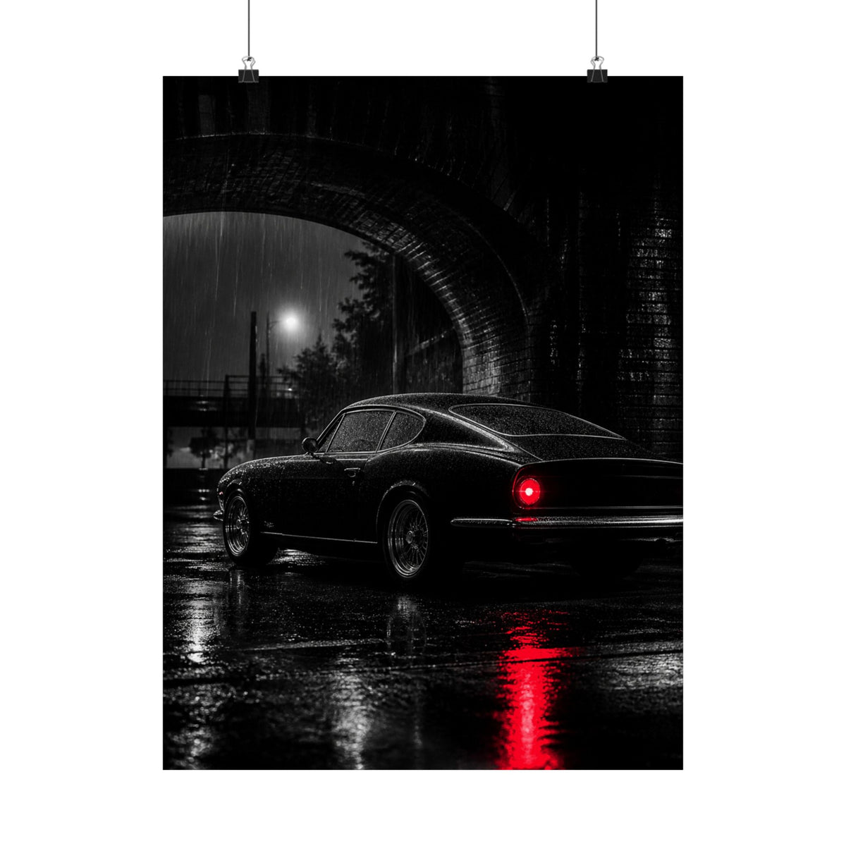 Red Tail Night - Classic Car Wall Art | Matte Poster