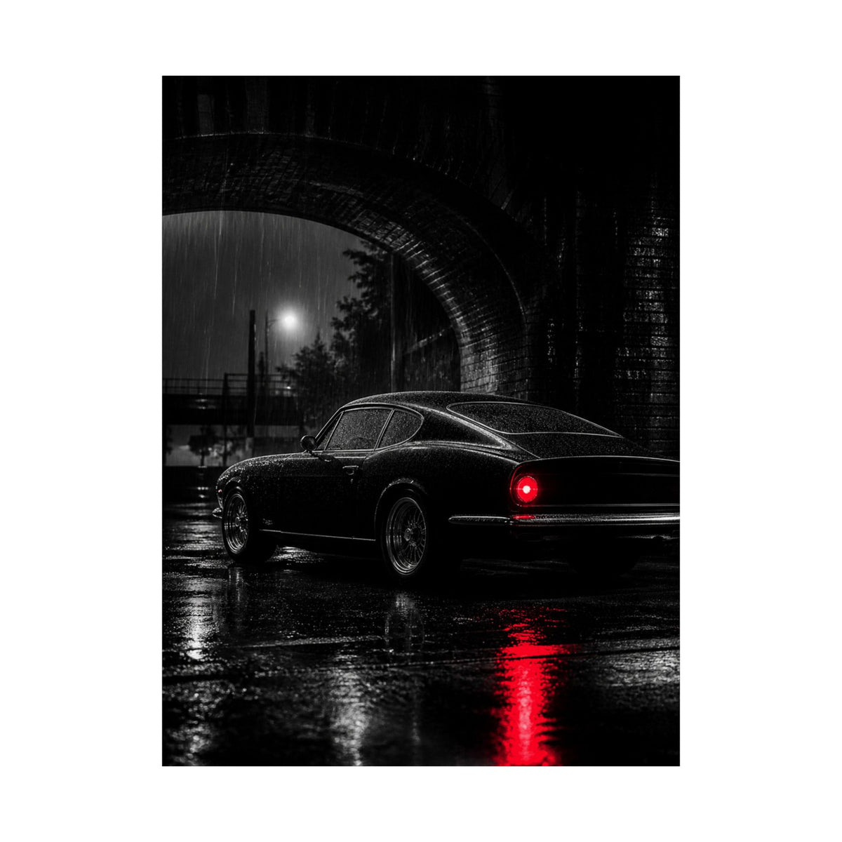 Red Tail Night - Classic Car Wall Art | Matte Poster