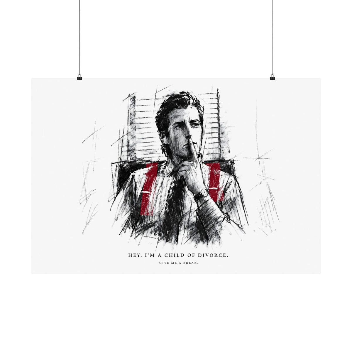 Child of Divorce Sketch - Dark Office Wall Art | Matte Poster (Landscape)
