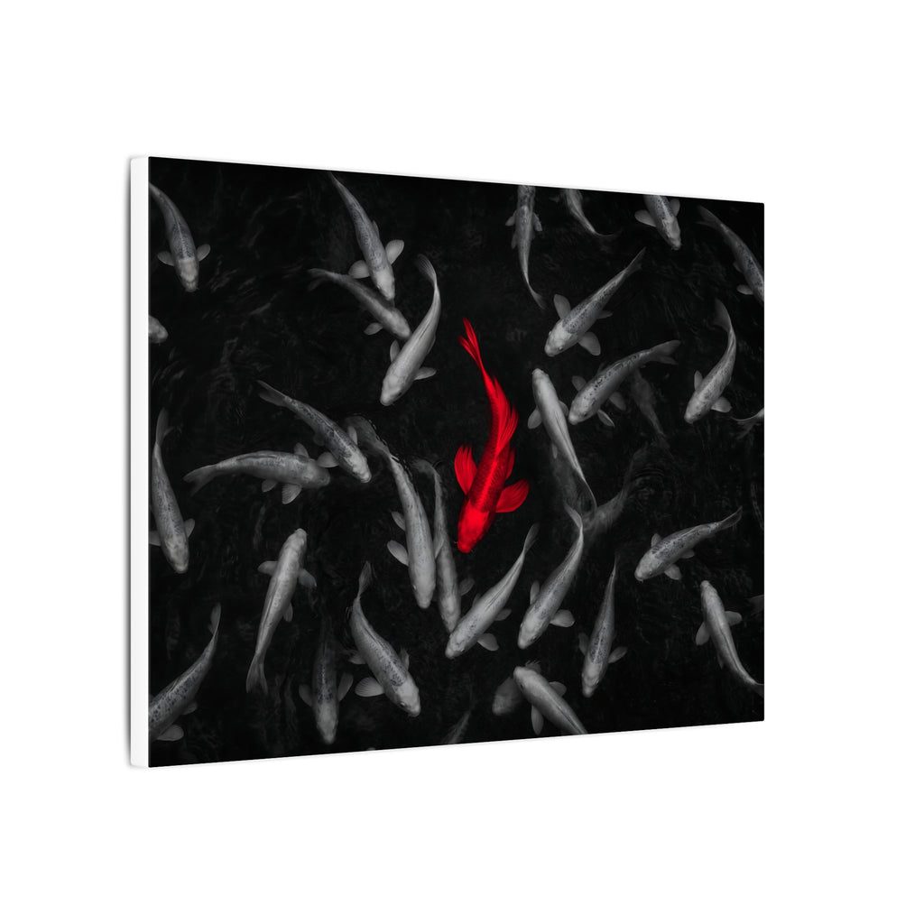 The Red Koi - Red And Black Wall Art | Canvas (Landscape)