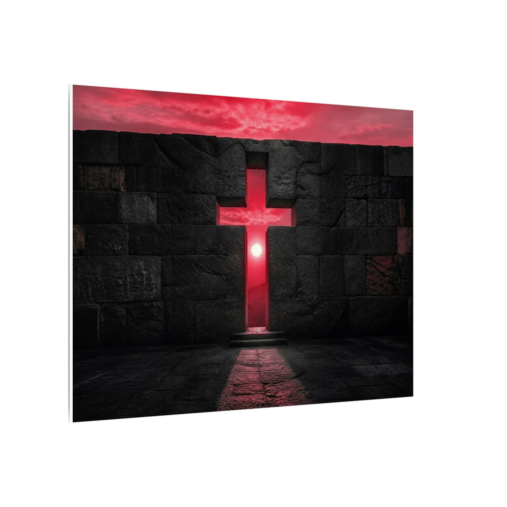 Light Through Stone - Modern Cross Wall Art | Canvas (Landscape)