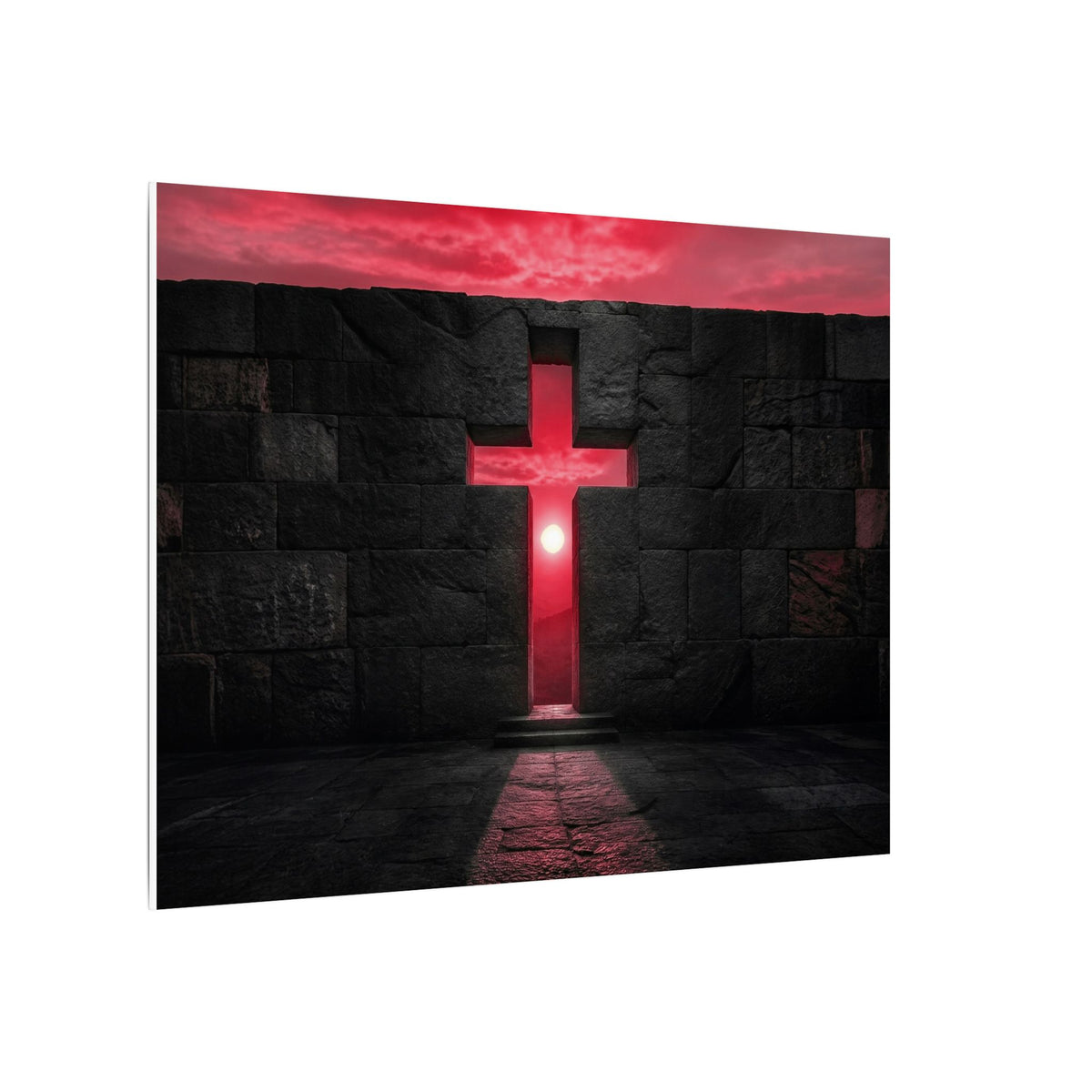 Light Through Stone - Modern Cross Wall Art | Canvas (Landscape)