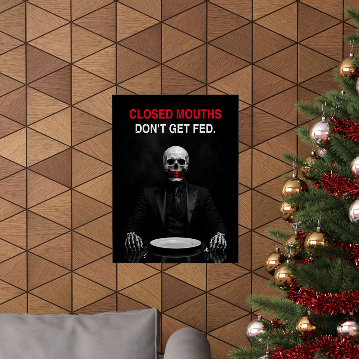 Closed Mouths - Dark Humor Wall Art | Matte Poster