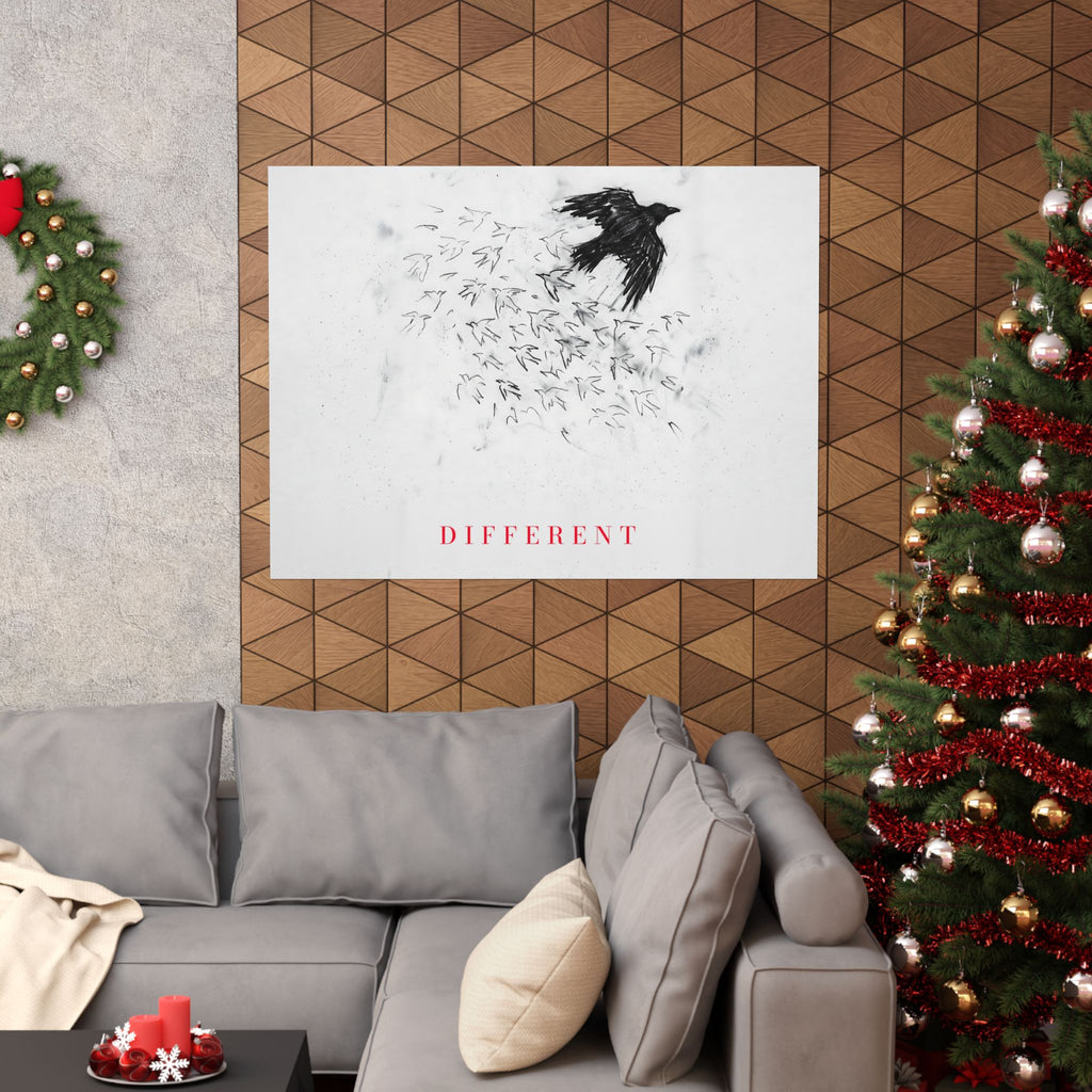 The Flock Went Left - Charcoal Wall Art | Matte Poster (Landscape)