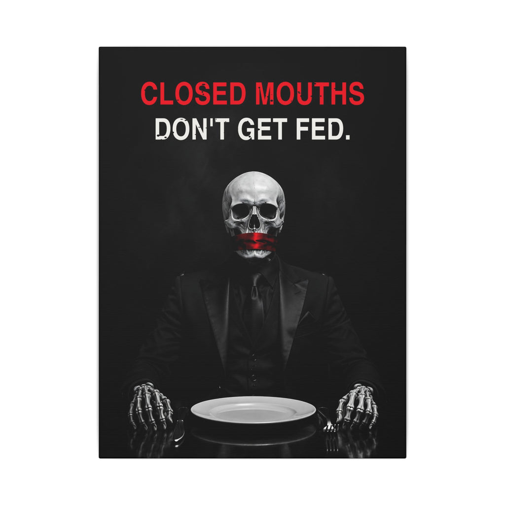 Closed Mouths - Dark Humor Wall Art | Canvas