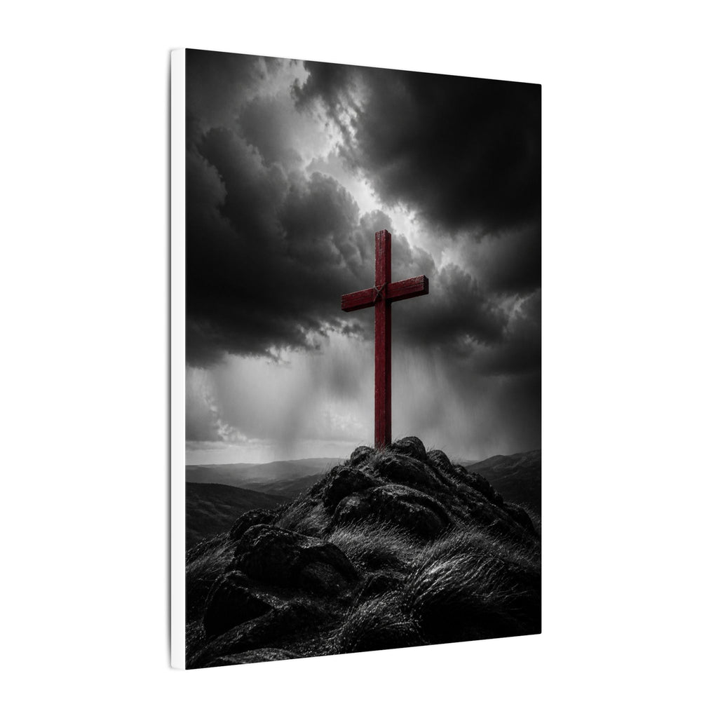 Red Cross in the Storm - Christian Cross Wall Art | Canvas