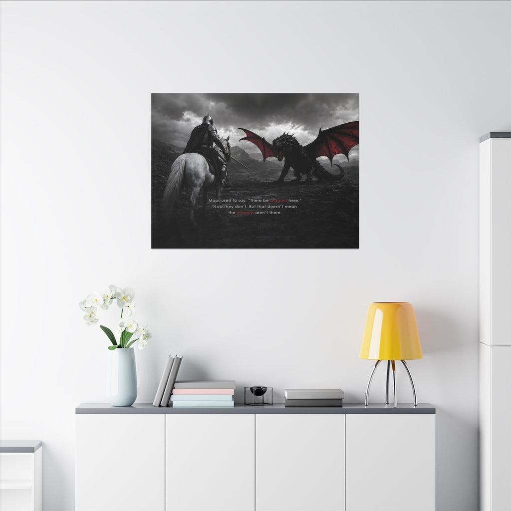 There Be Dragons - Man Cave Decor | Canvas (Landscape)