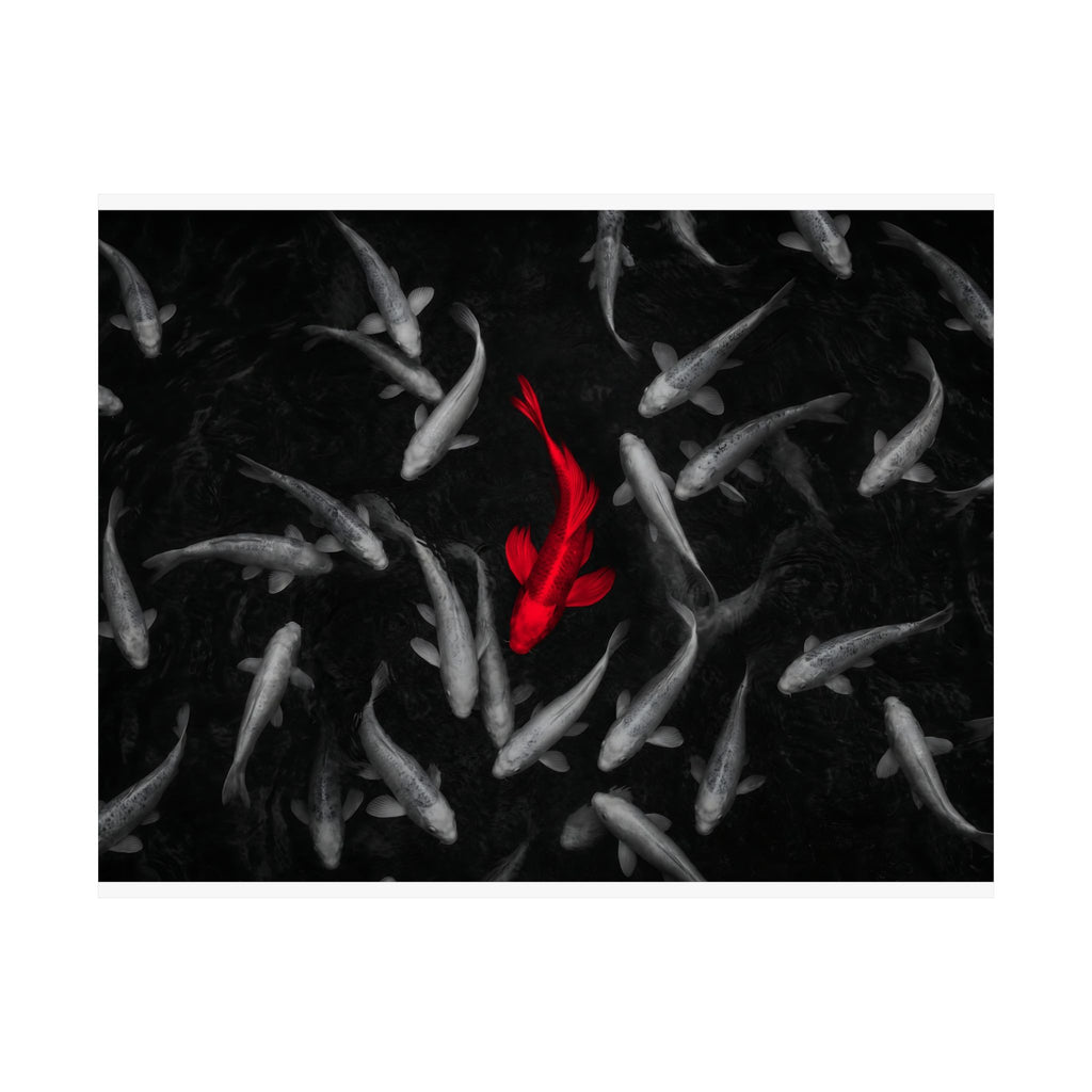 The Red Koi - Red And Black Wall Art | Matte Poster (Landscape)