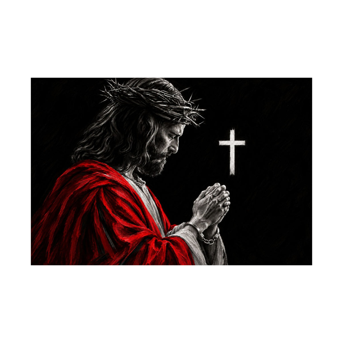 Praying Jesus - Christian Wall Art | Matte Poster (Landscape)