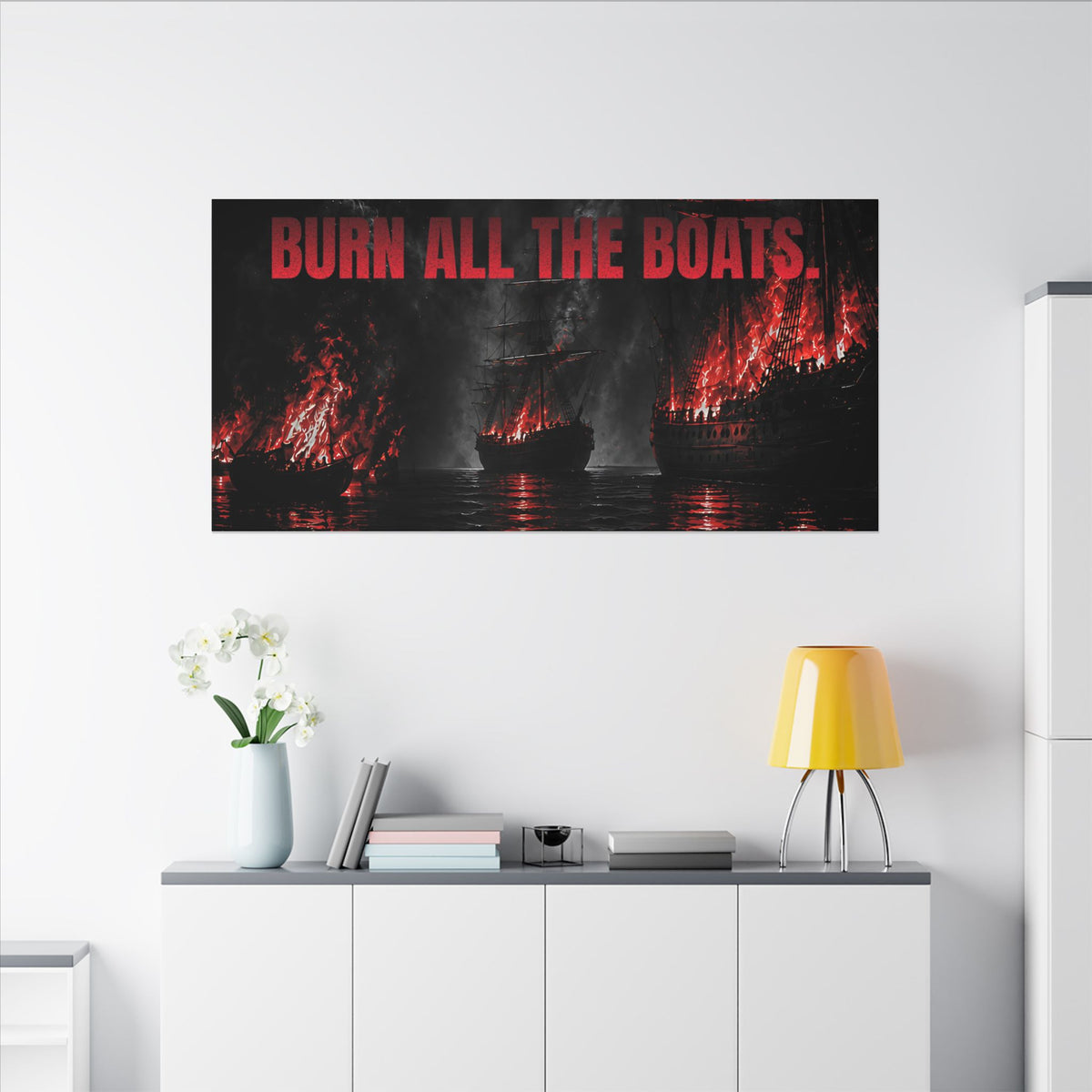 Burn All the Boats - Nautical Wall Art | Canvas (Panoramic)