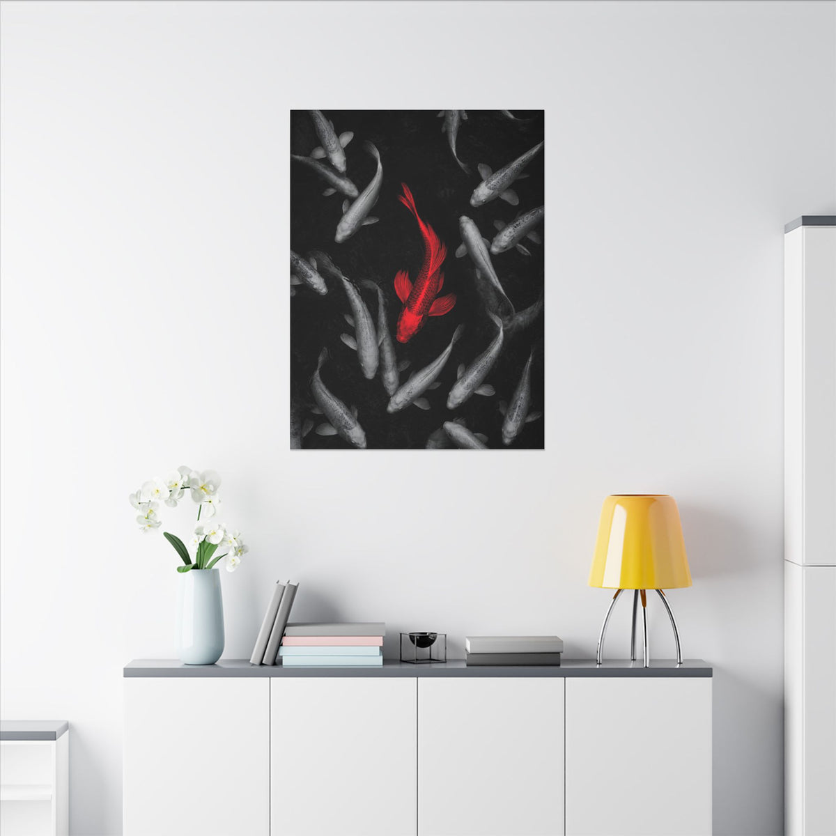 The Red Koi - Red And Black Wall Art | Canvas