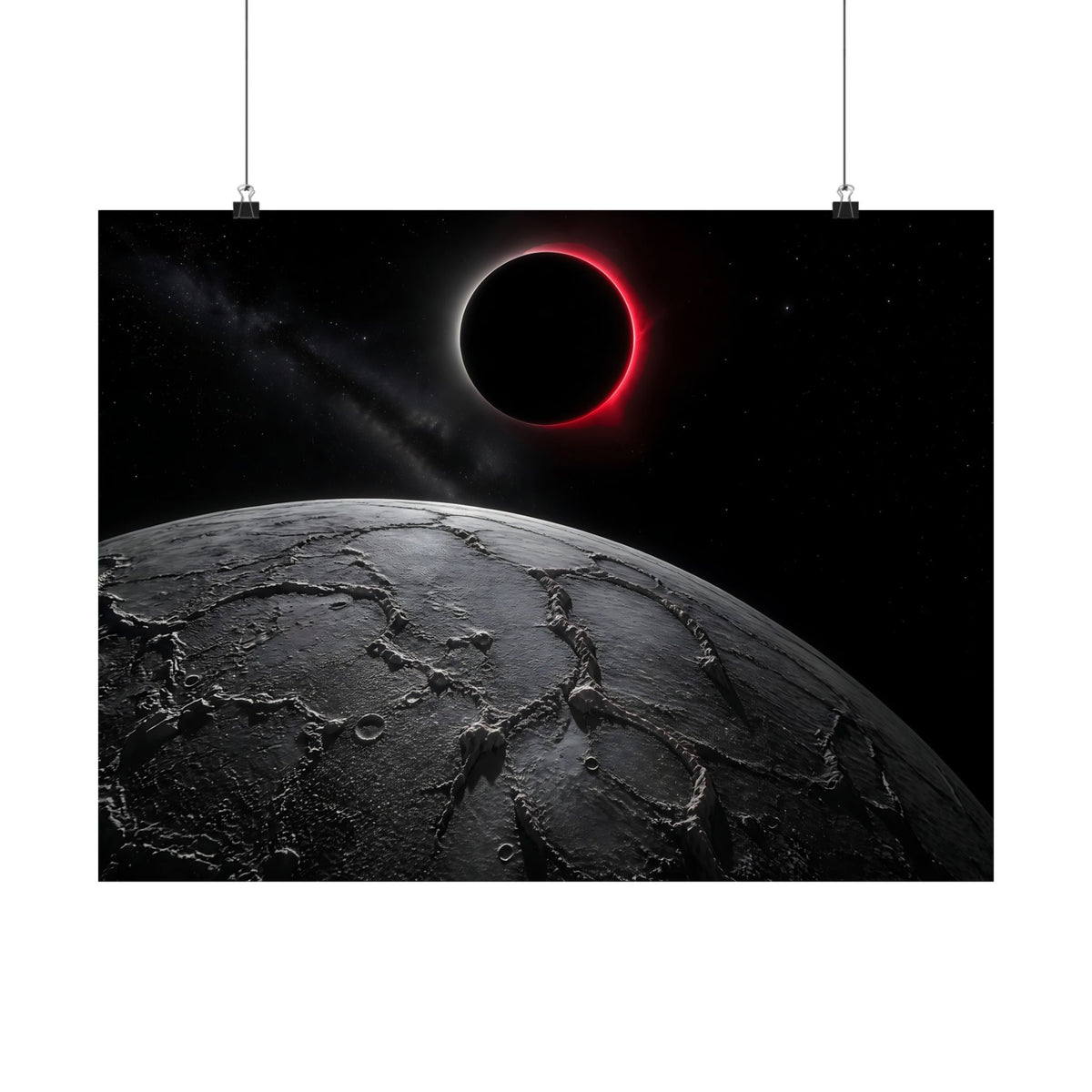 Red Eclipse - Moon Wall Art | Matte Poster (Landscape)