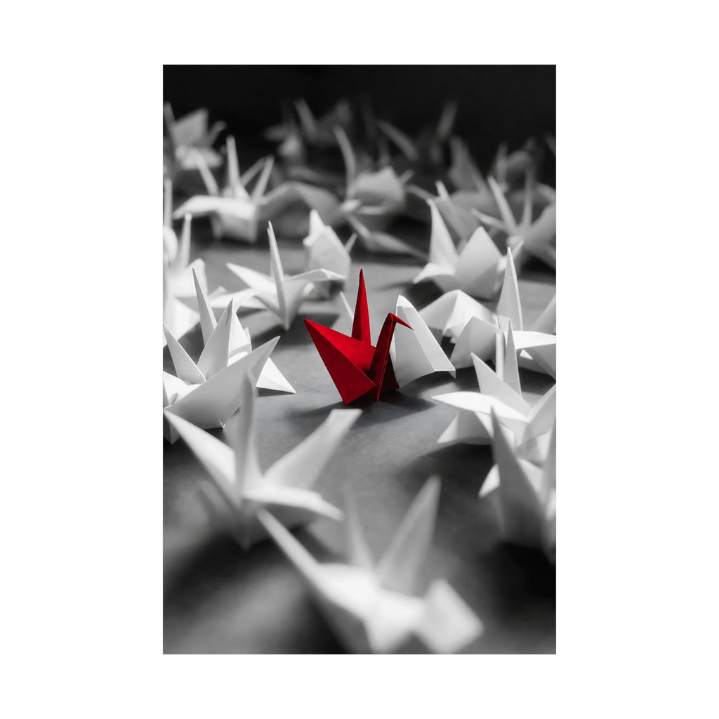 The Red Crane - Unique Wall Art For Office | Matte Poster