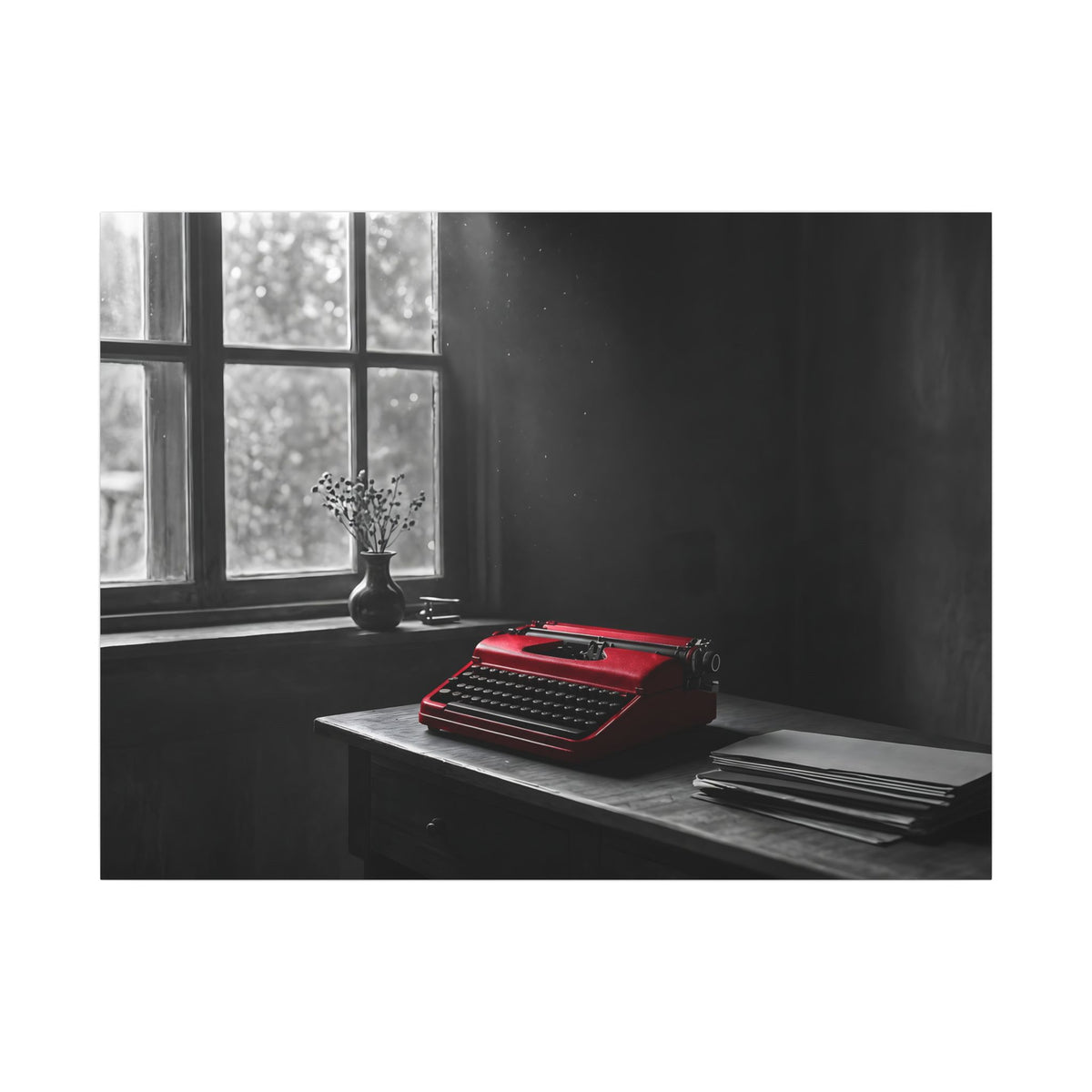The Red Typewriter - Unique Office Wall Art | Canvas (Landscape)