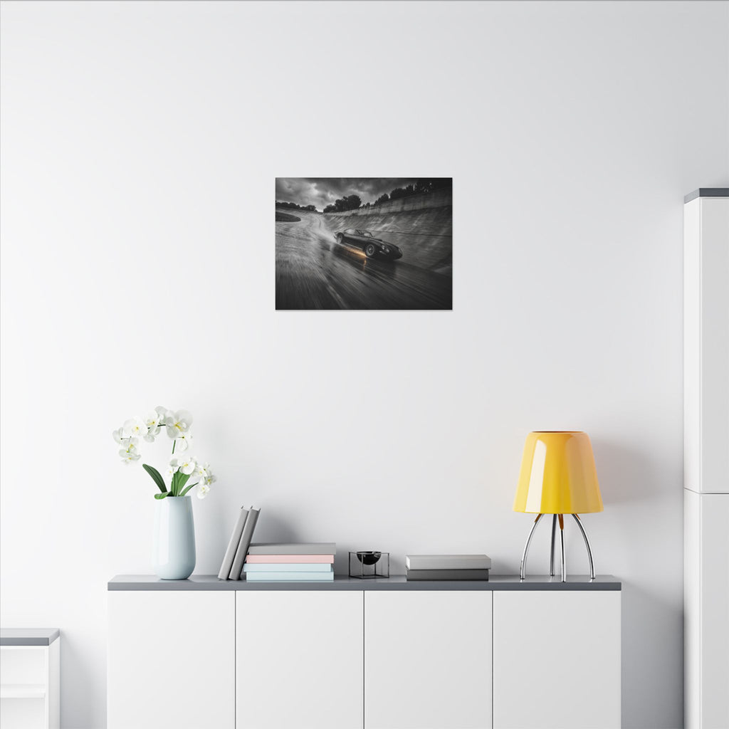 Banked in the Rain - Race Car Wall Art | Canvas (Landscape)