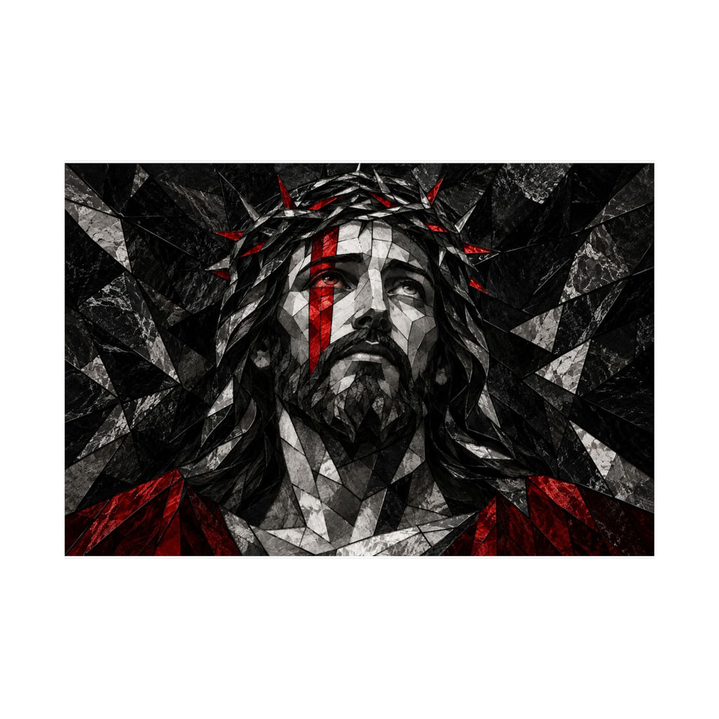 Stained Glass Christ - Christian Wall Art | Matte Poster (Landscape)