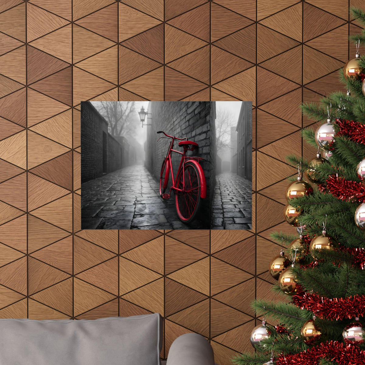 The Red Bicycle - Unique Office Wall Decor | Matte Poster (Landscape)