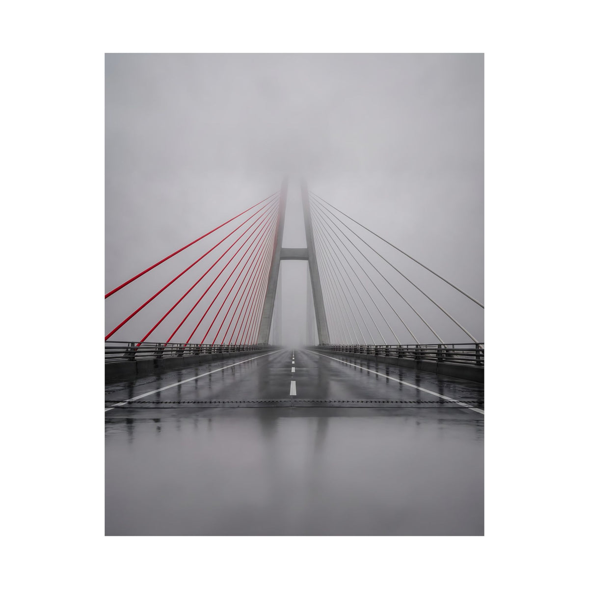 Span in Fog - Red Wall Decor | Matte Poster