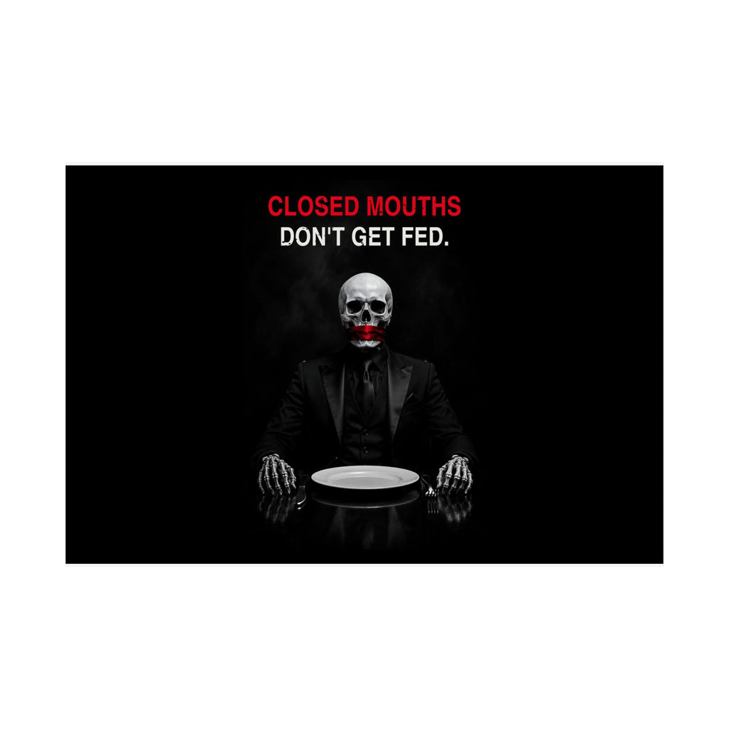 Closed Mouths - Dark Humor Wall Art | Matte Poster (Landscape)