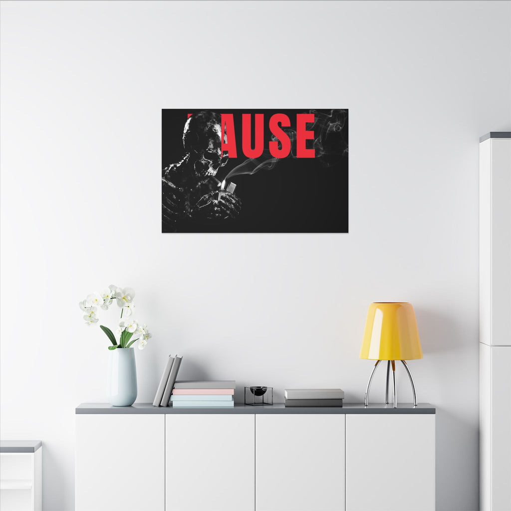 Pause (Landscape) - Smoking Skeleton Wall Art, Dark Gothic Man Cave | Canvas