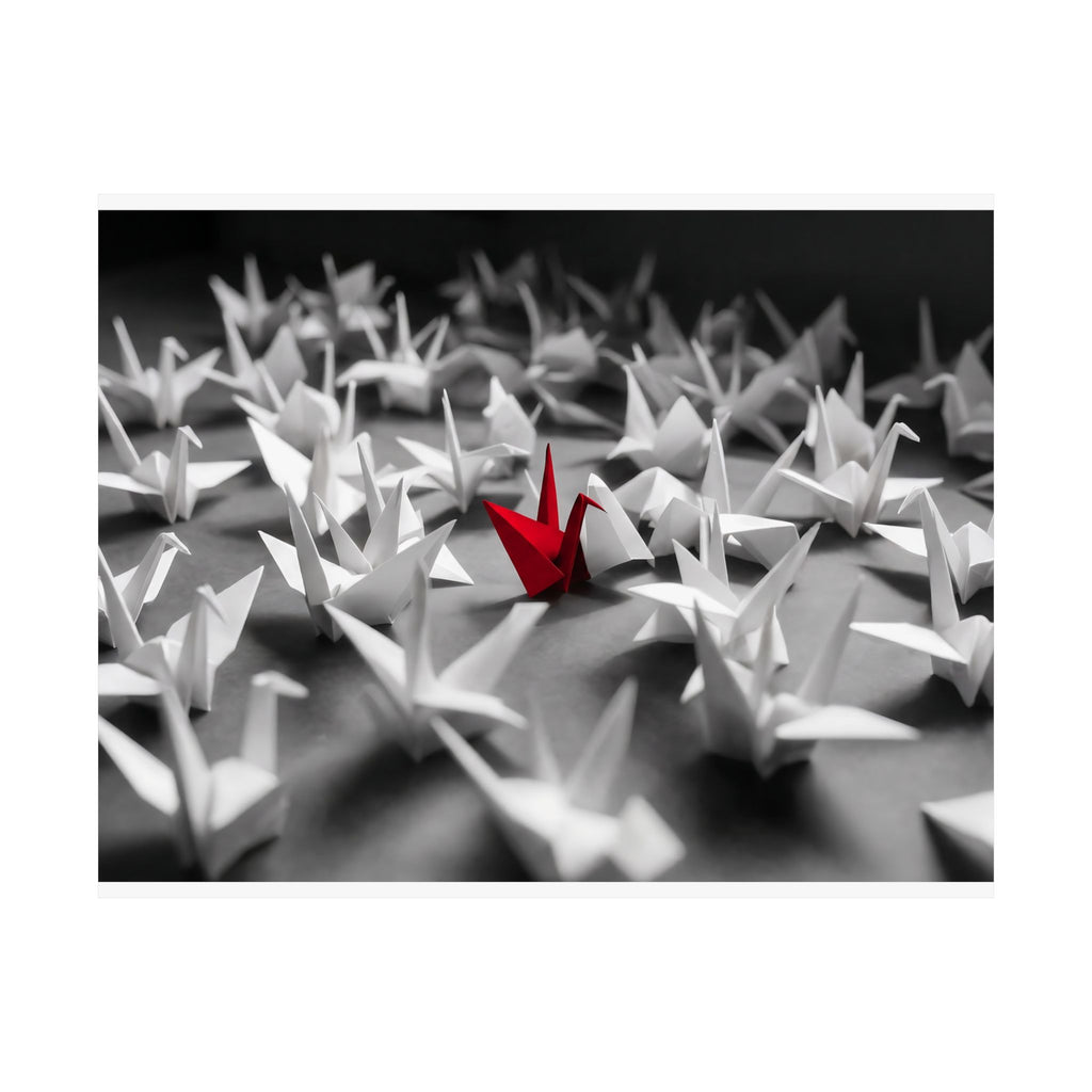 The Red Crane - Unique Wall Art For Office | Matte Poster (Landscape)