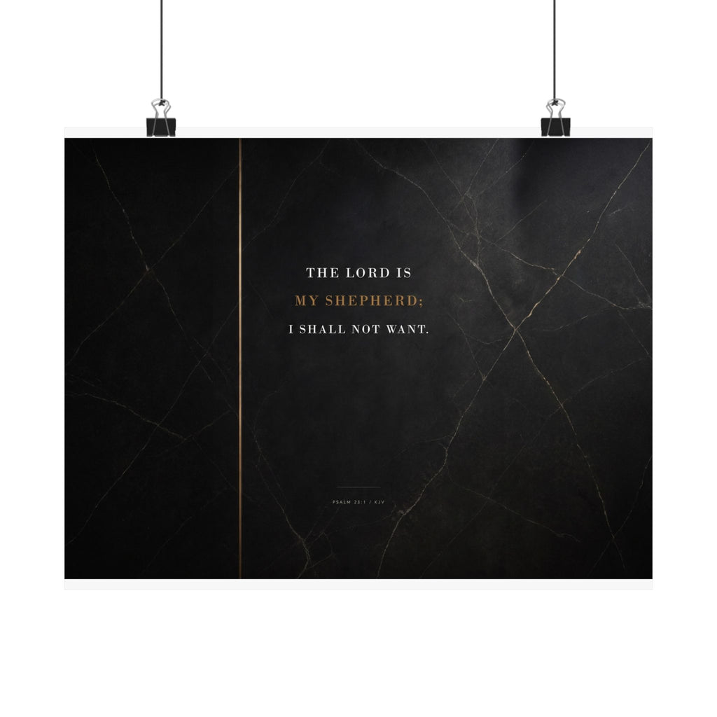 The Lord Is My Shepherd - Psalm 23 Scripture Wall Art | Matte Poster (Landscape)