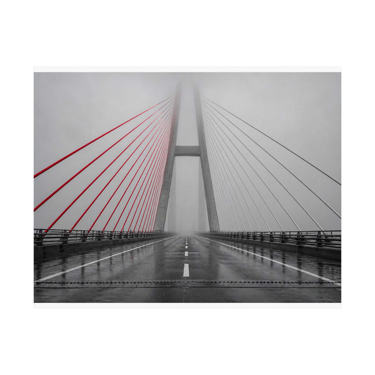Span in Fog - Red Wall Decor | Matte Poster (Landscape)