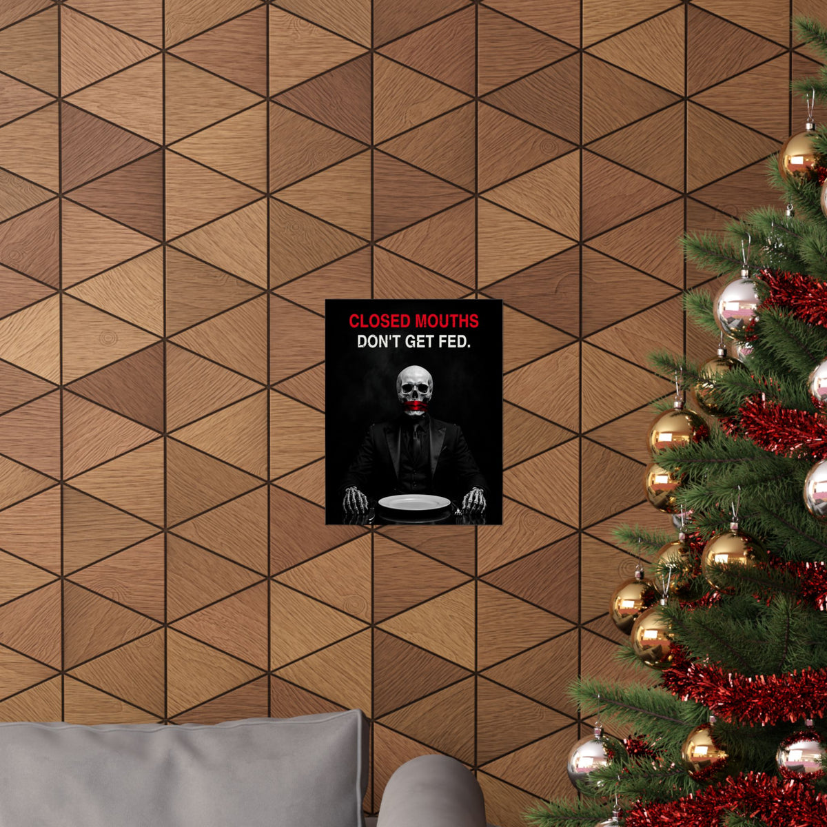 Closed Mouths - Dark Humor Wall Art | Matte Poster