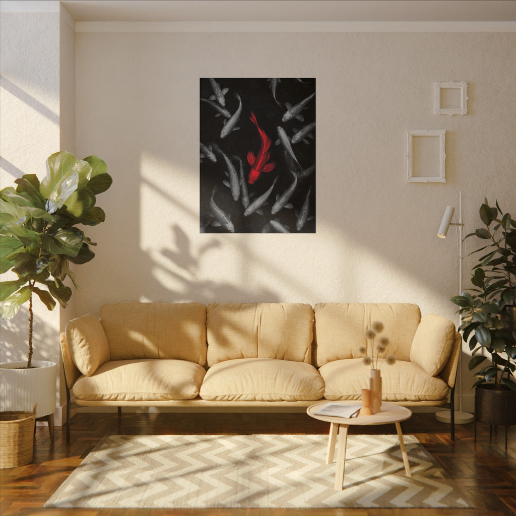 The Red Koi - Red And Black Wall Art | Canvas