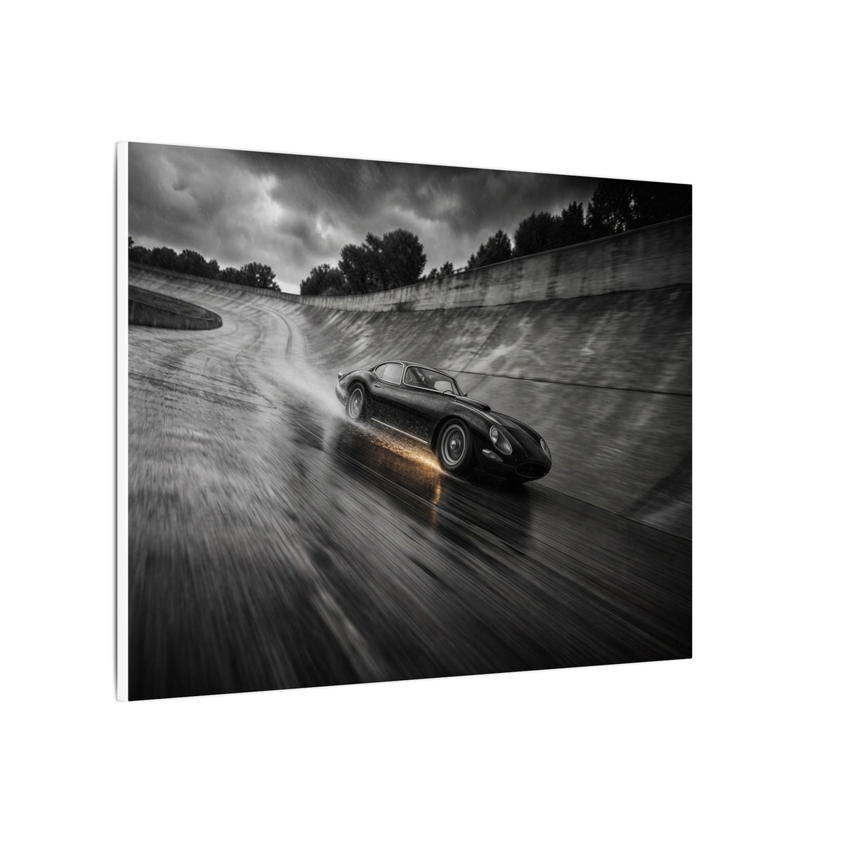 Banked in the Rain - Race Car Wall Art | Canvas (Landscape)
