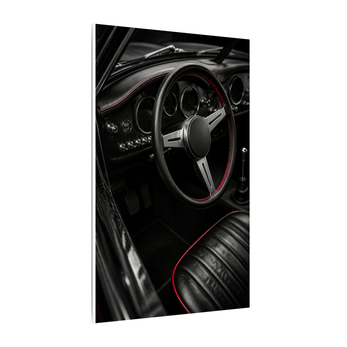 Red Stitch Cockpit - Classic Car Interior Wall Art | Canvas