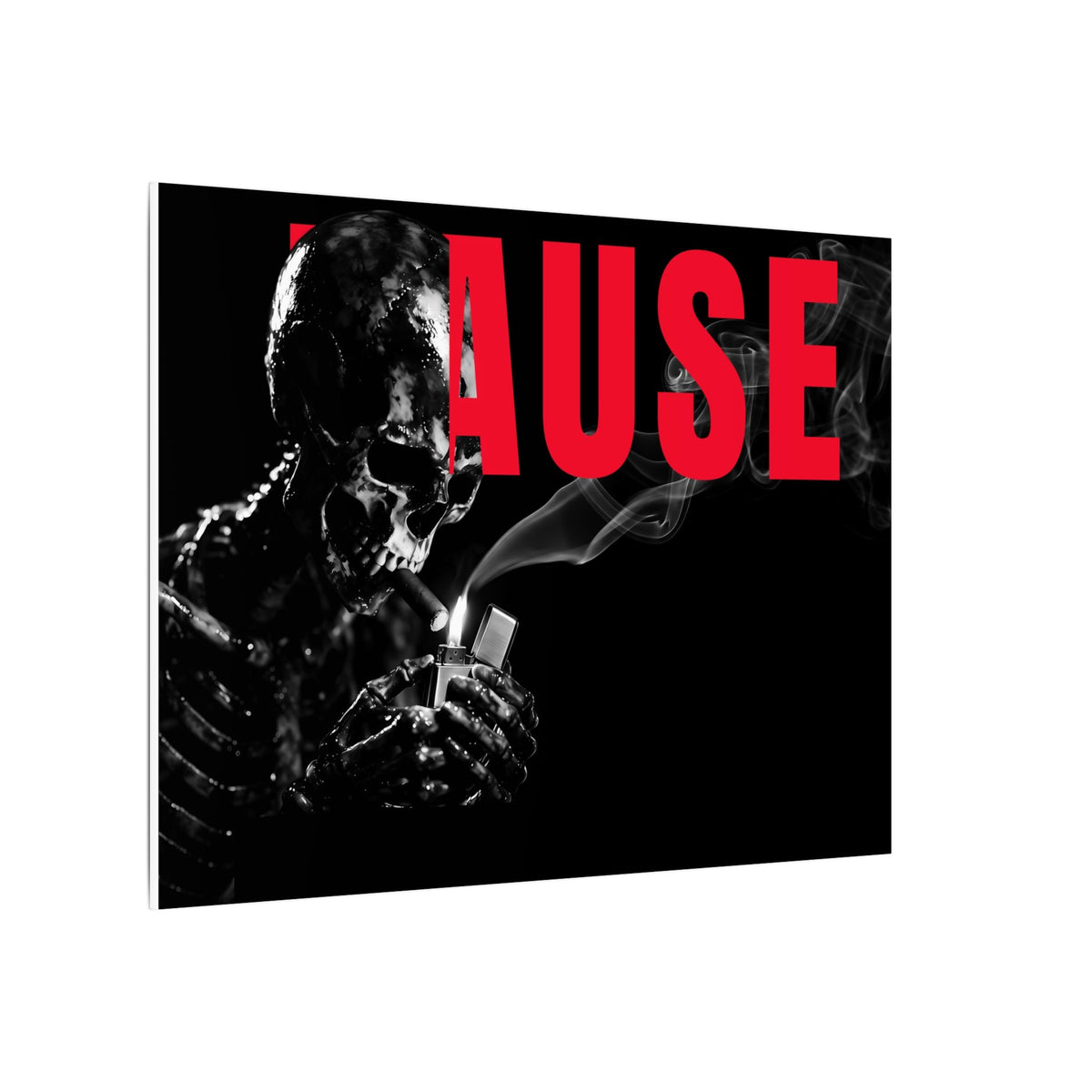 Pause (Landscape) - Smoking Skeleton Wall Art, Dark Gothic Man Cave | Canvas