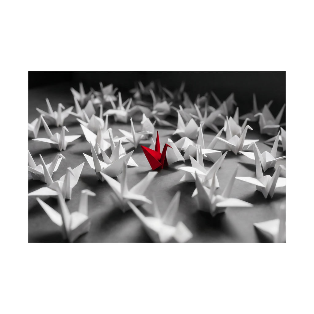 The Red Crane - Unique Wall Art For Office | Matte Poster (Landscape)