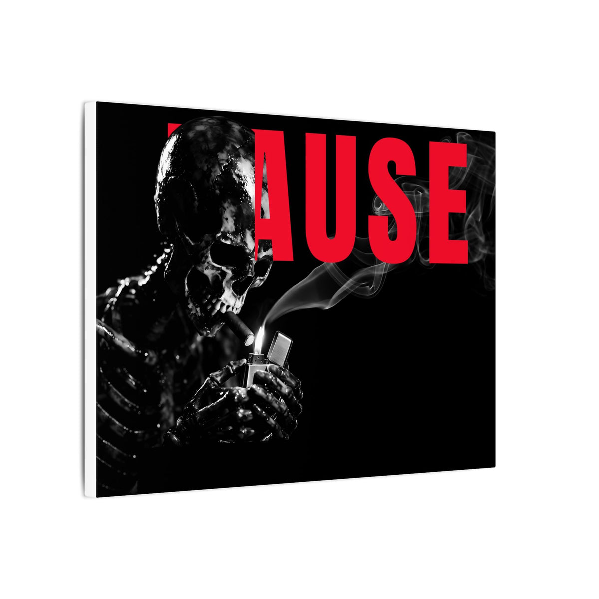 Pause (Landscape) - Smoking Skeleton Wall Art, Dark Gothic Man Cave | Canvas