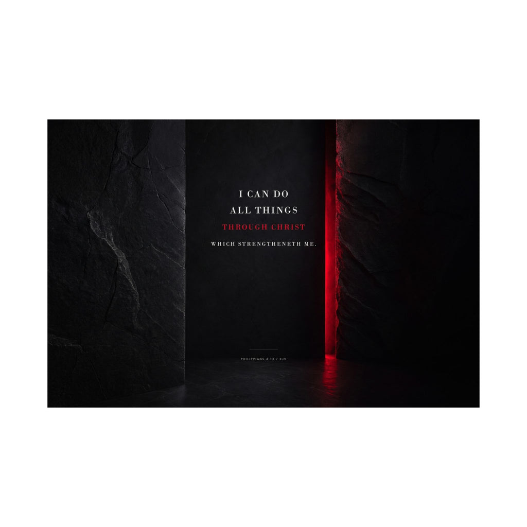 All Things Through Christ - Philippians 4:13 Scripture Wall Art | Matte Poster (Landscape)