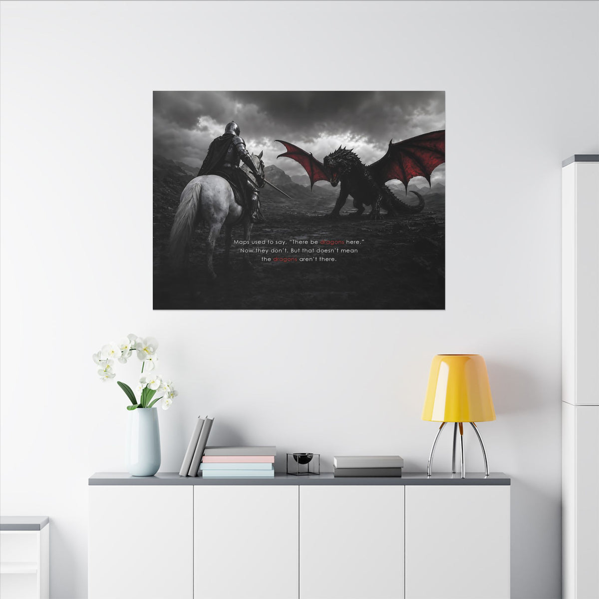There Be Dragons - Man Cave Decor | Canvas (Landscape)