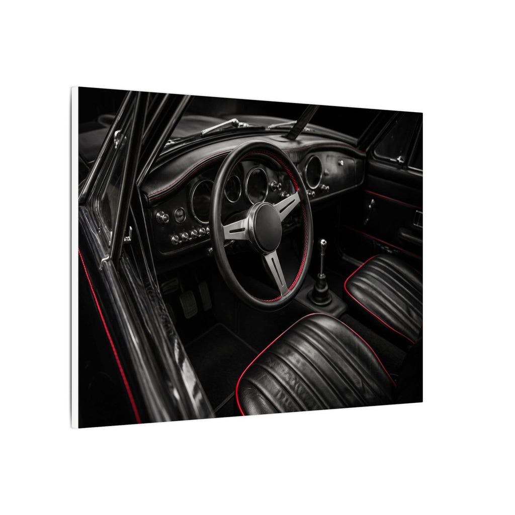 Red Stitch Cockpit - Classic Car Interior Wall Art | Canvas (Landscape)