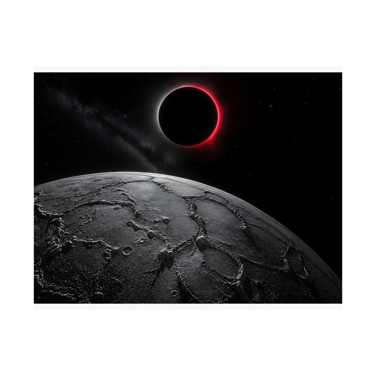 Red Eclipse - Moon Wall Art | Matte Poster (Landscape)