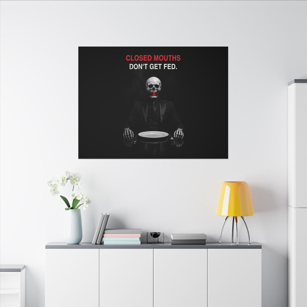 Closed Mouths - Dark Humor Wall Art | Canvas (Landscape)