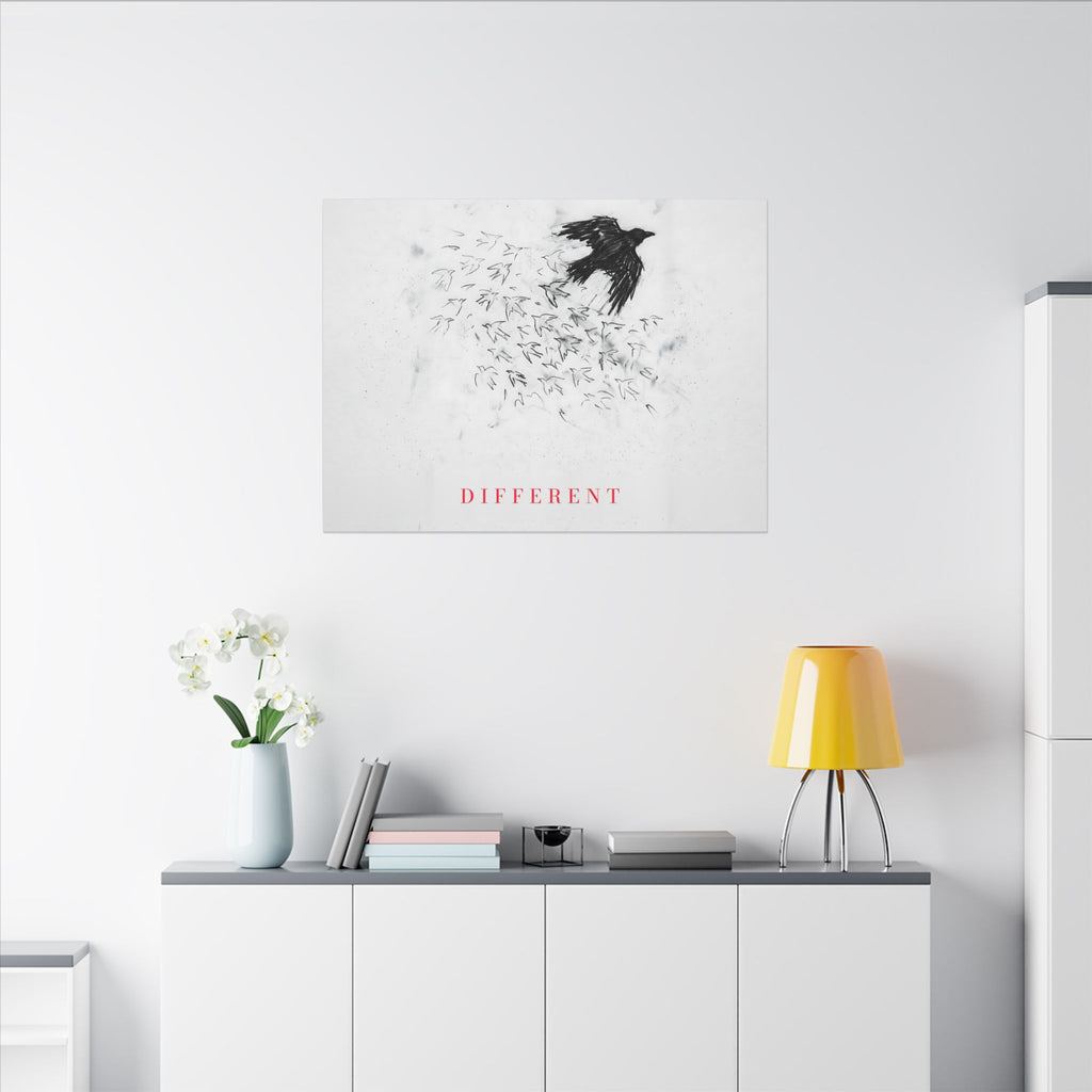 The Flock Went Left - Charcoal Wall Art | Canvas (Landscape)