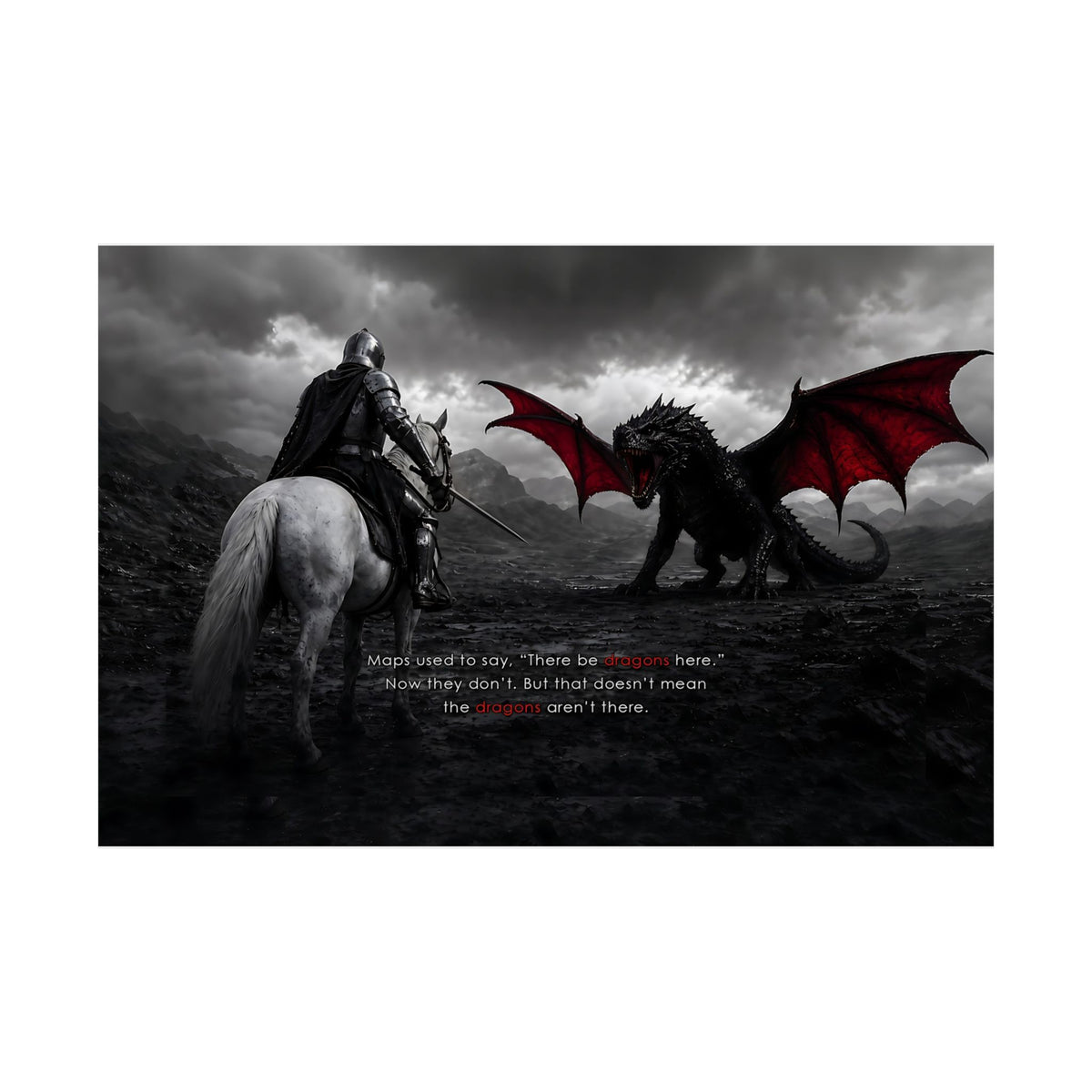 There Be Dragons - Man Cave Decor | Matte Poster (Landscape)
