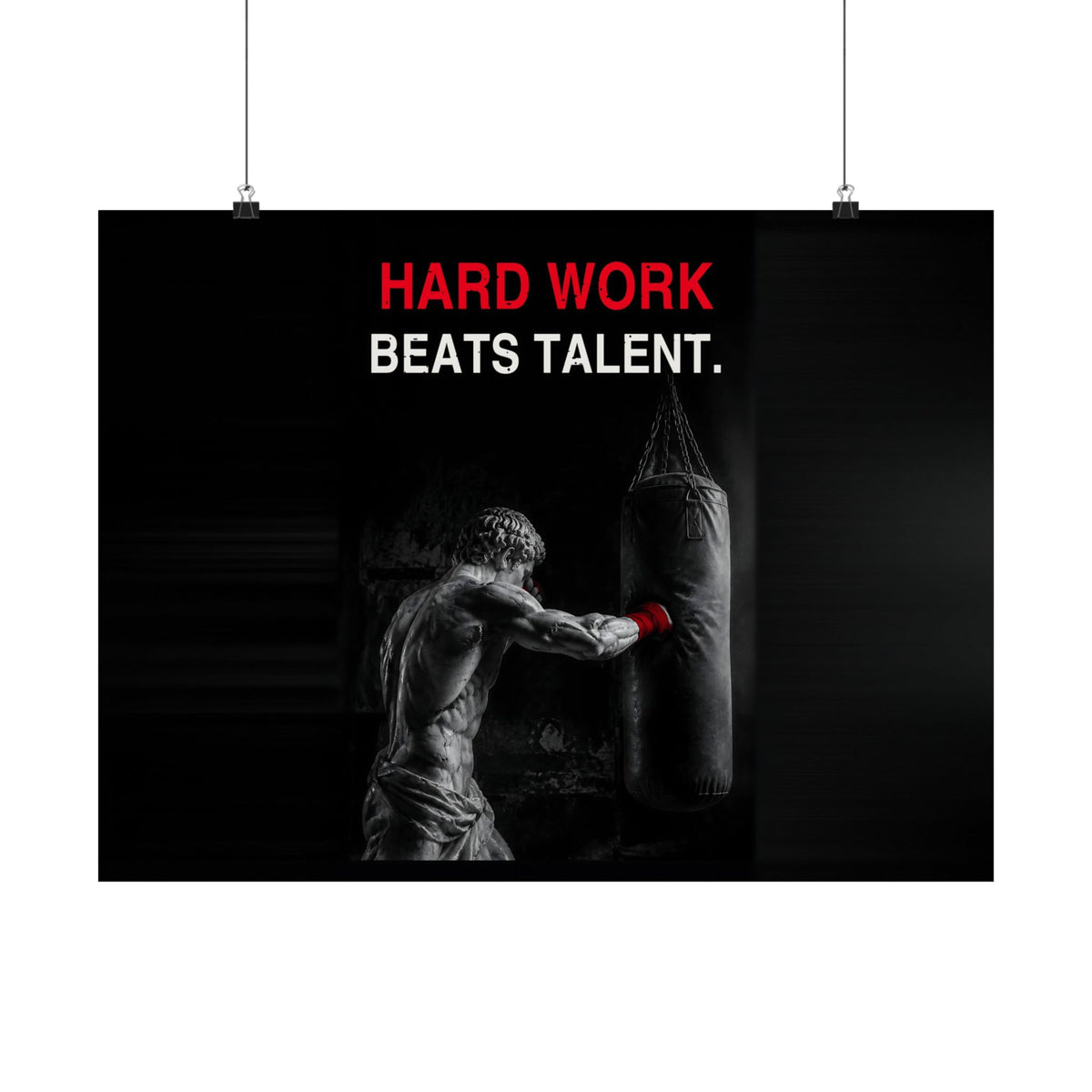 Hard Work Beats Talent - Boxing Wall Art | Matte Poster (Landscape)