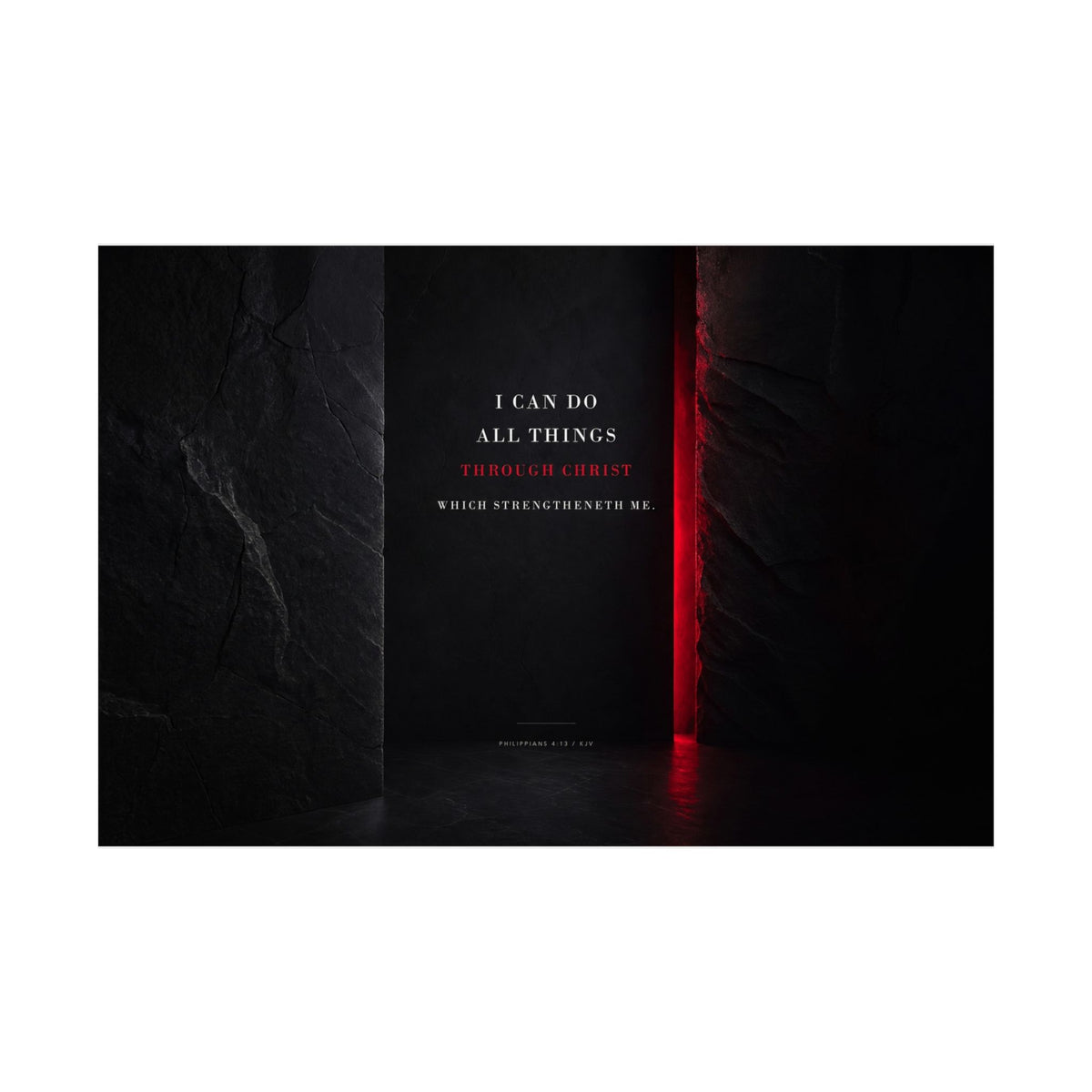All Things Through Christ - Philippians 4:13 Scripture Wall Art | Matte Poster (Landscape)