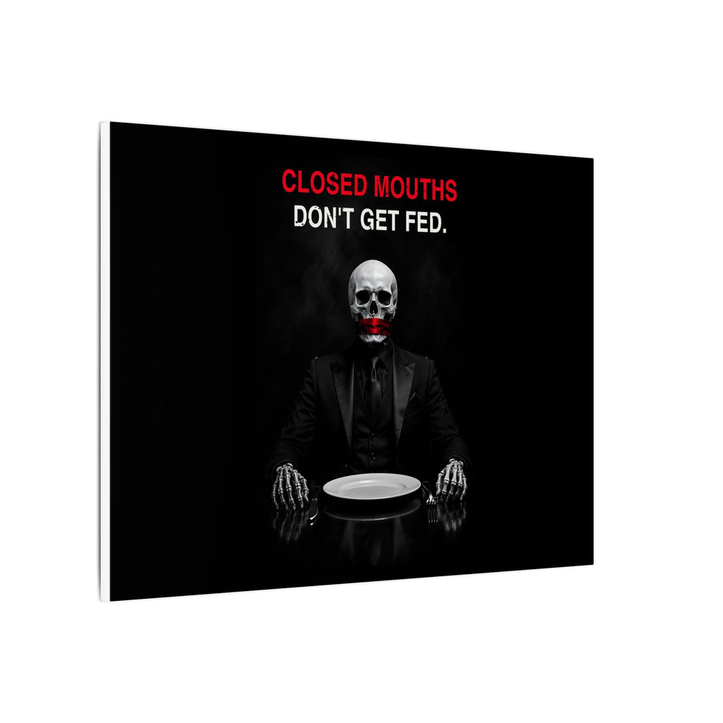 Closed Mouths - Dark Humor Wall Art | Canvas (Landscape)