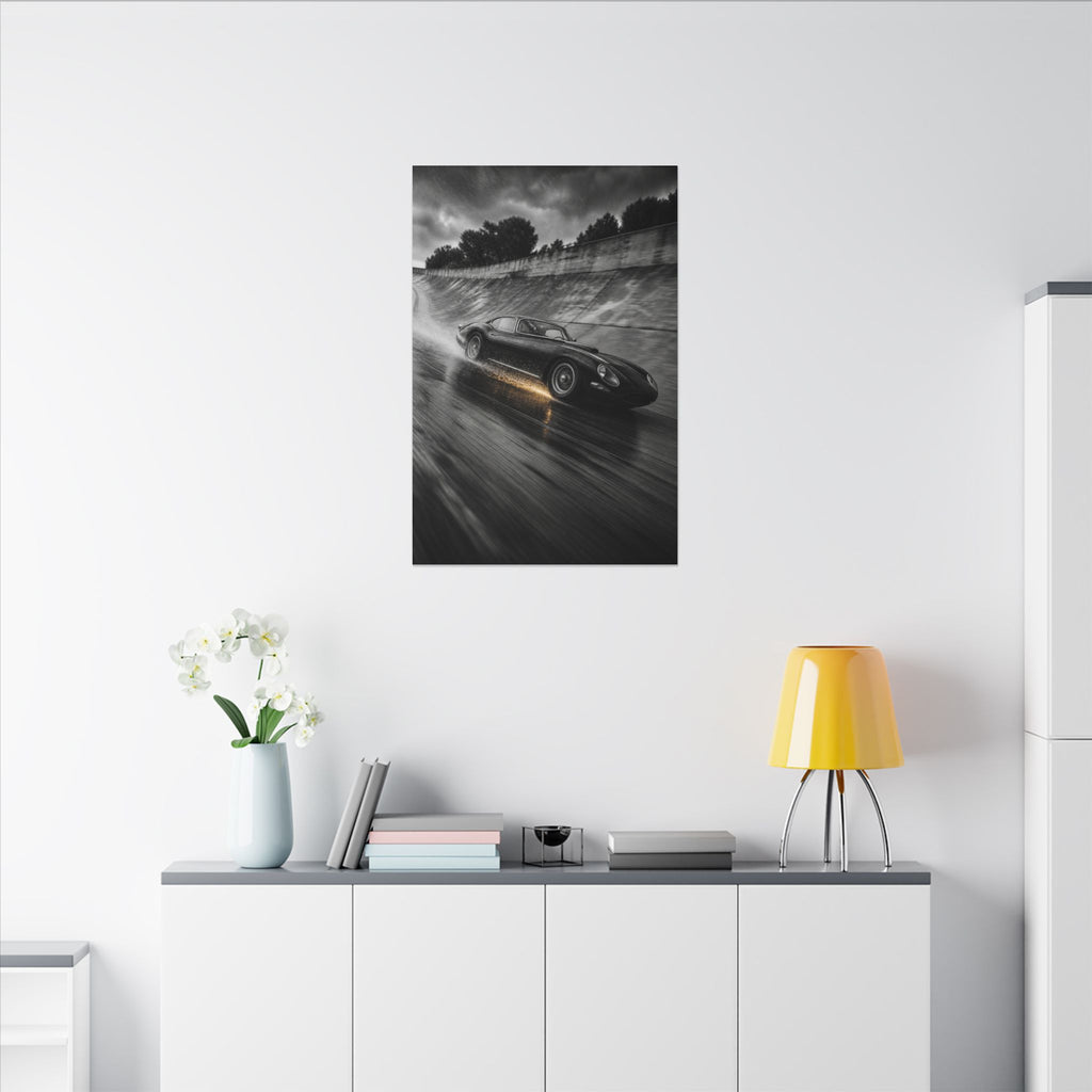 Banked in the Rain - Race Car Wall Art | Canvas