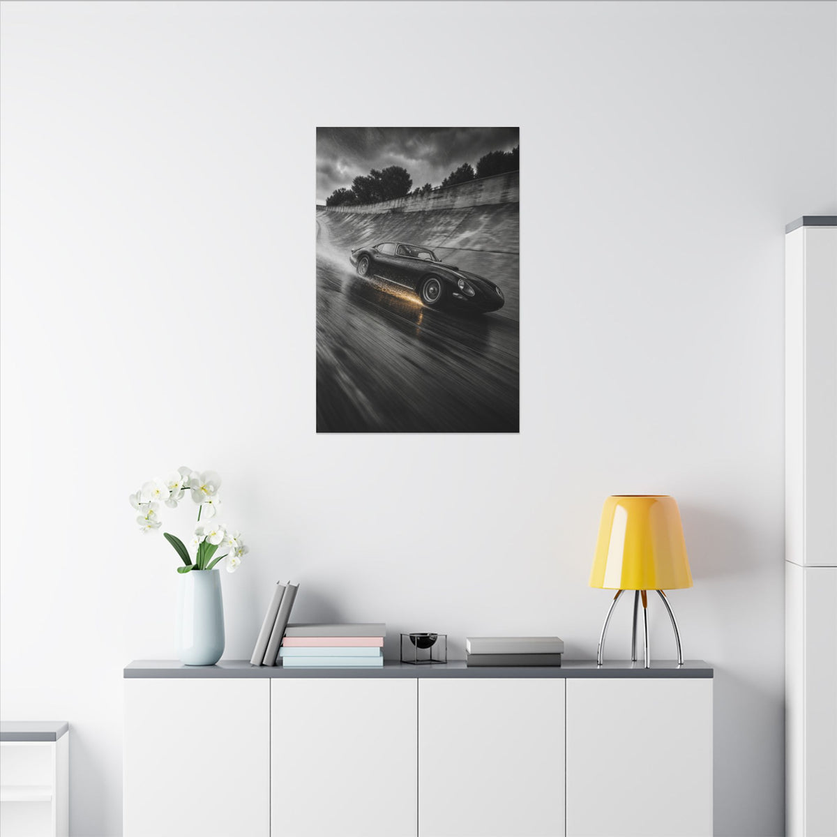 Banked in the Rain - Race Car Wall Art | Canvas