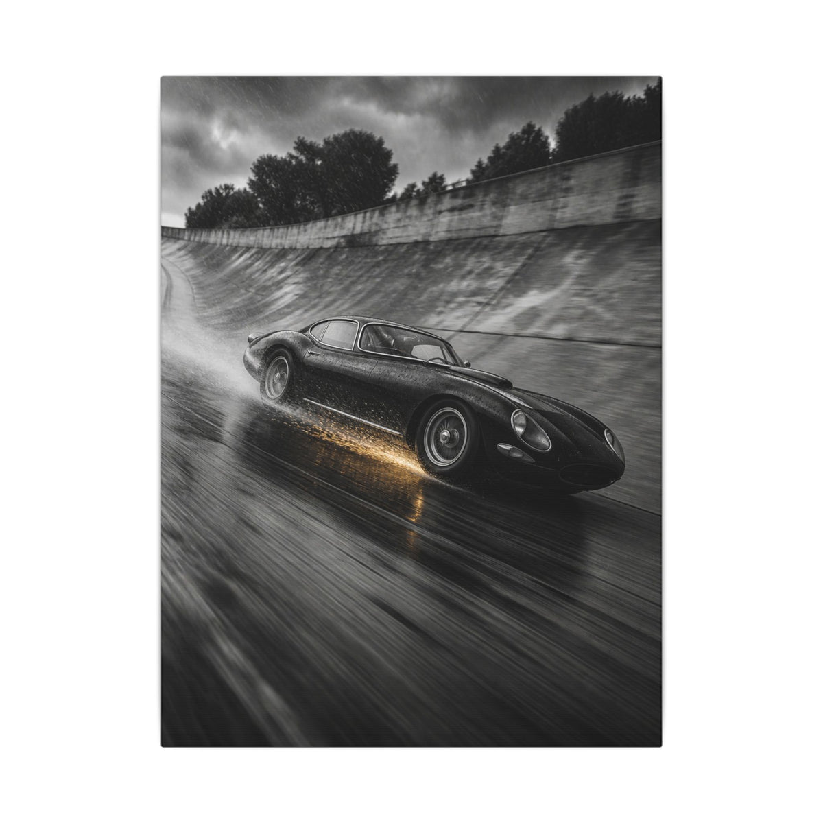 Banked in the Rain - Race Car Wall Art | Canvas