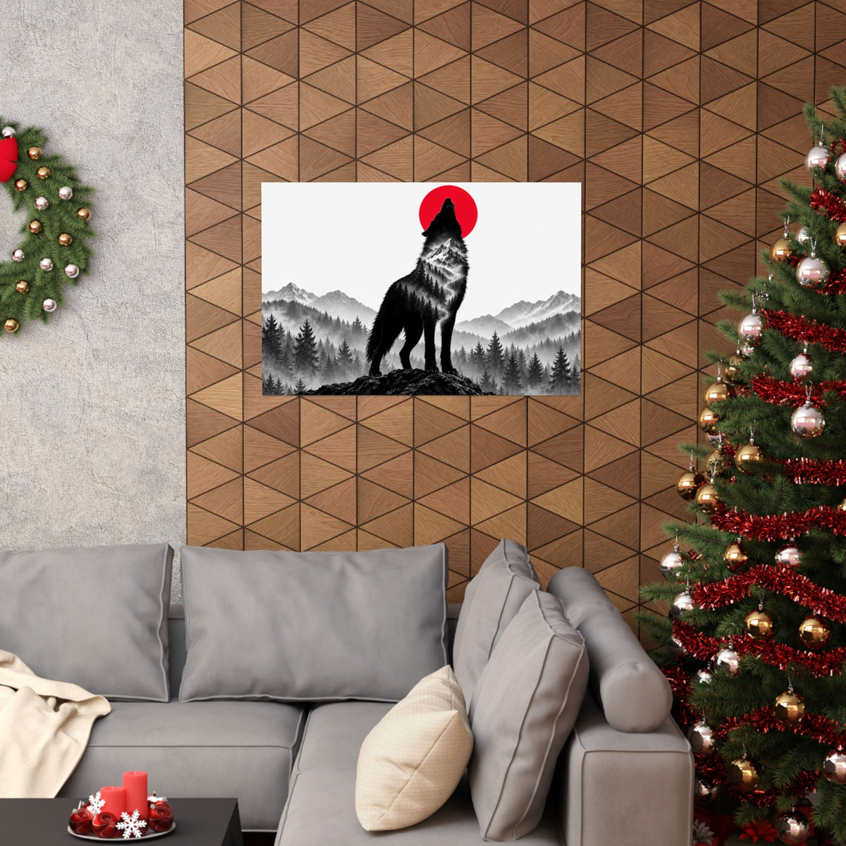 Howling Wolf - Dark Wall Art | Matte Poster (Landscape)