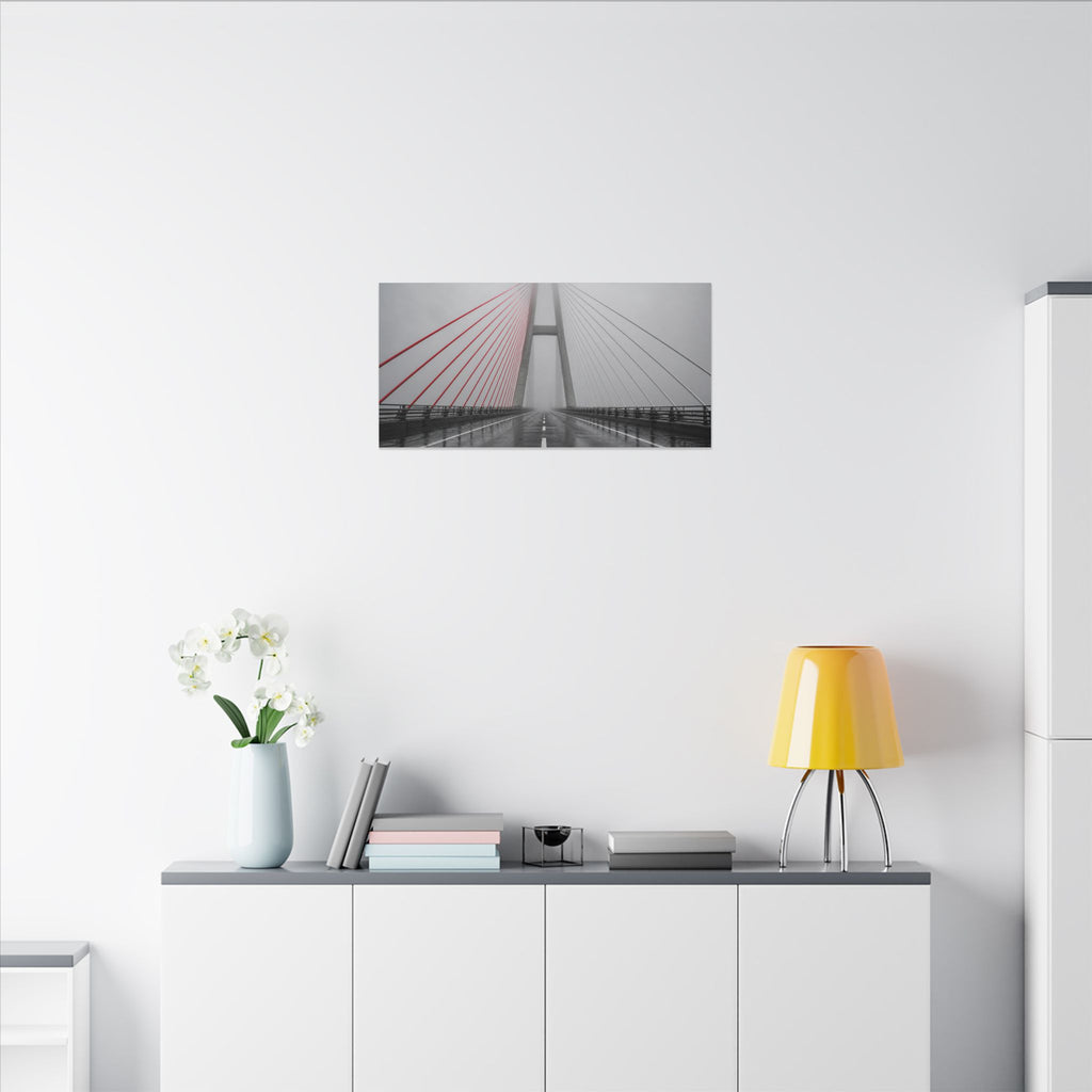 Span in Fog - Red and Black Wall Art | Canvas (Panoramic)